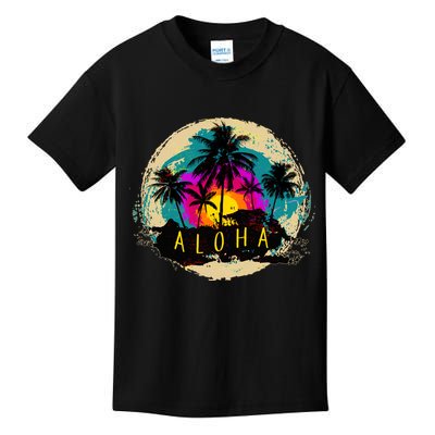 Painted Aloha Palms Beach Kids T-Shirt