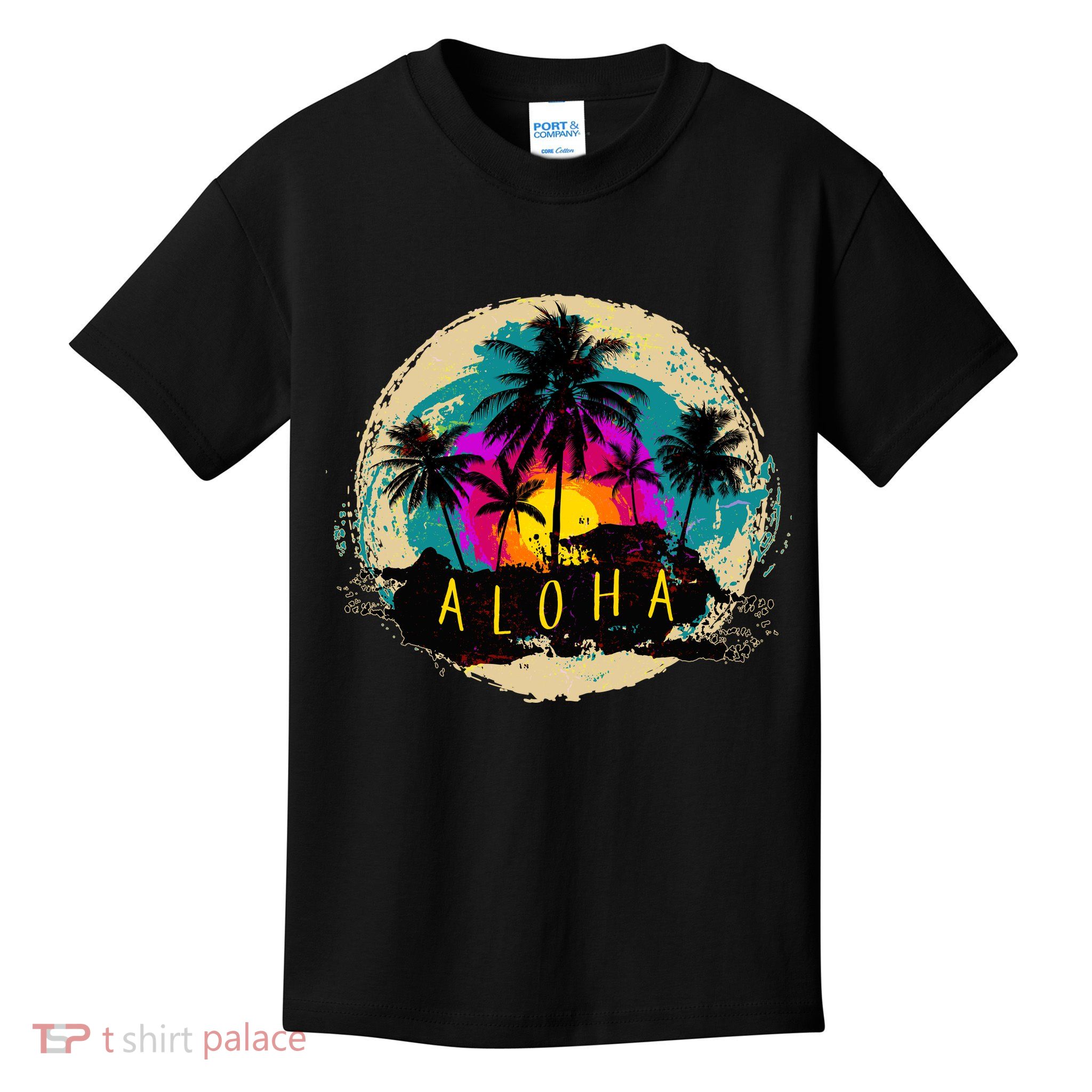 Painted Aloha Palms Beach Kids T-Shirt