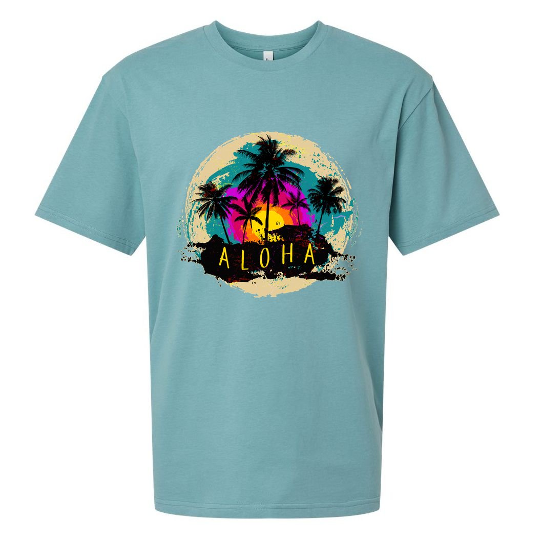Painted Aloha Palms Beach Sueded Cloud Jersey T-Shirt