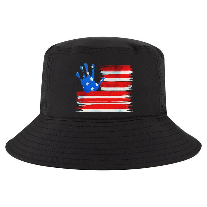 Painted American Flag Hand Print Cool Comfort Performance Bucket Hat