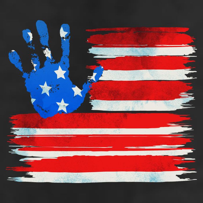 Painted American Flag Hand Print Cool Comfort Performance Bucket Hat
