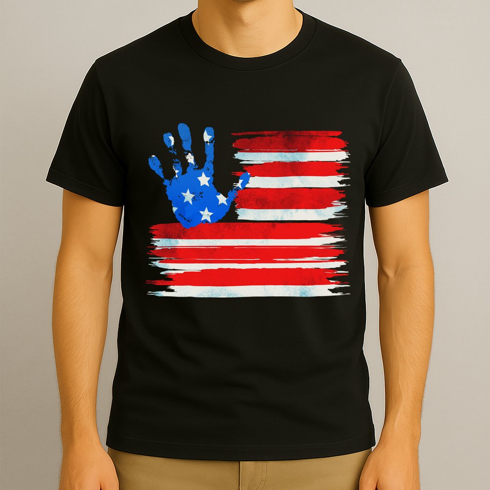 Painted American Flag Hand Print T-Shirt