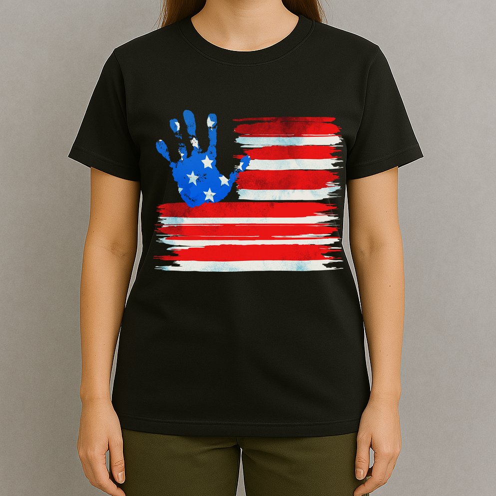 Painted American Flag Hand Print T-Shirt
