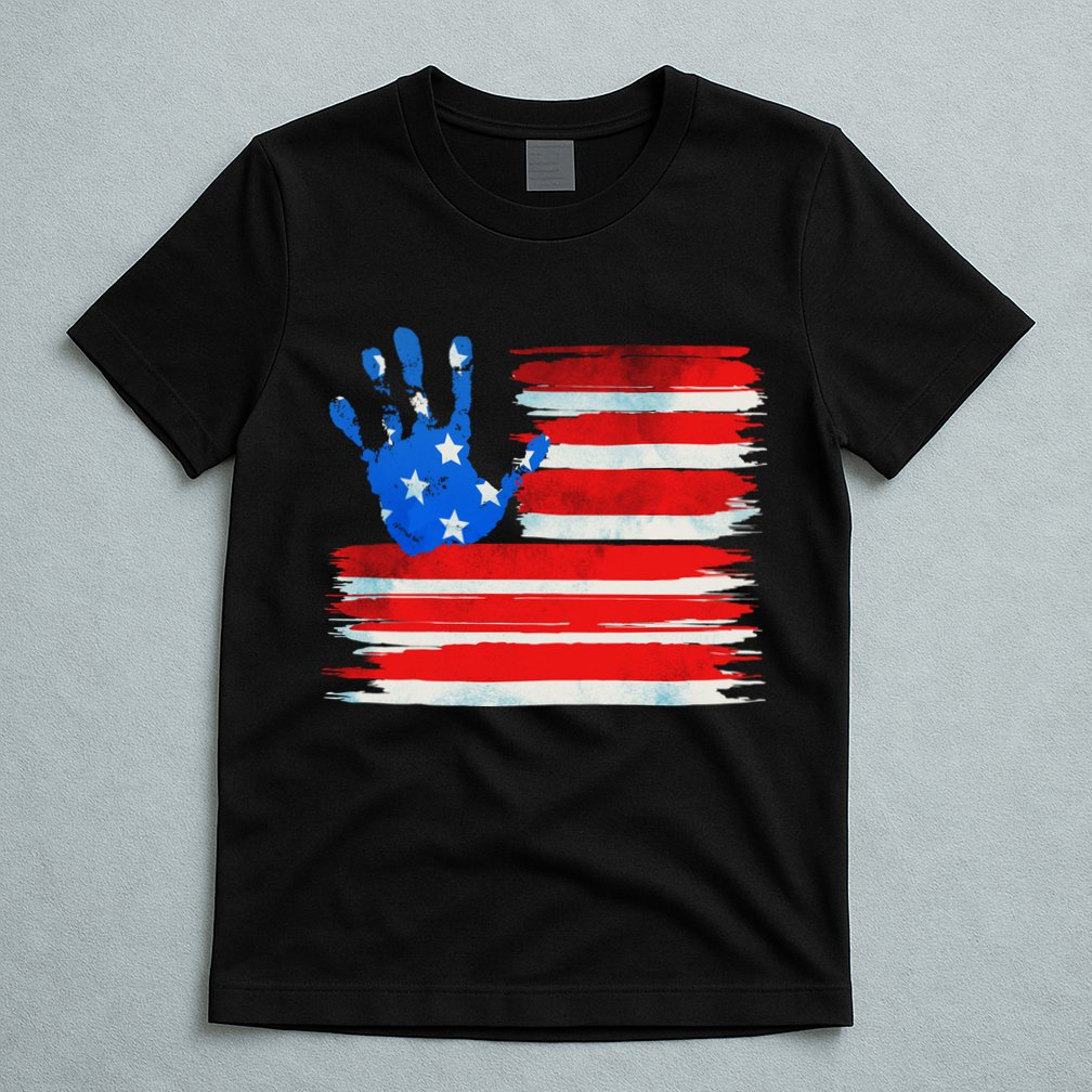 Painted American Flag Hand Print T-Shirt