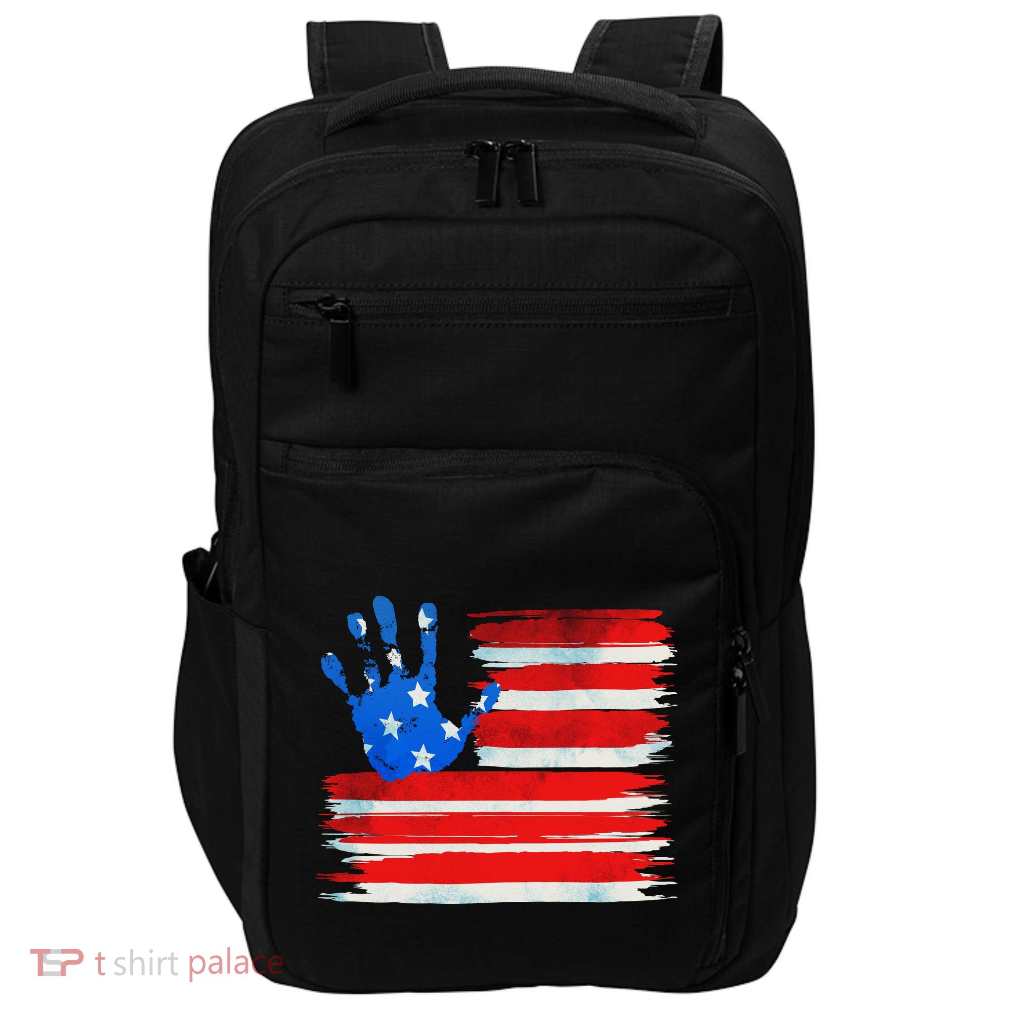 Painted American Flag Hand Print Impact Tech Backpack