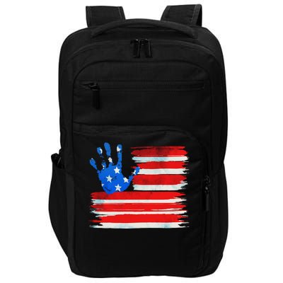 Painted American Flag Hand Print Impact Tech Backpack