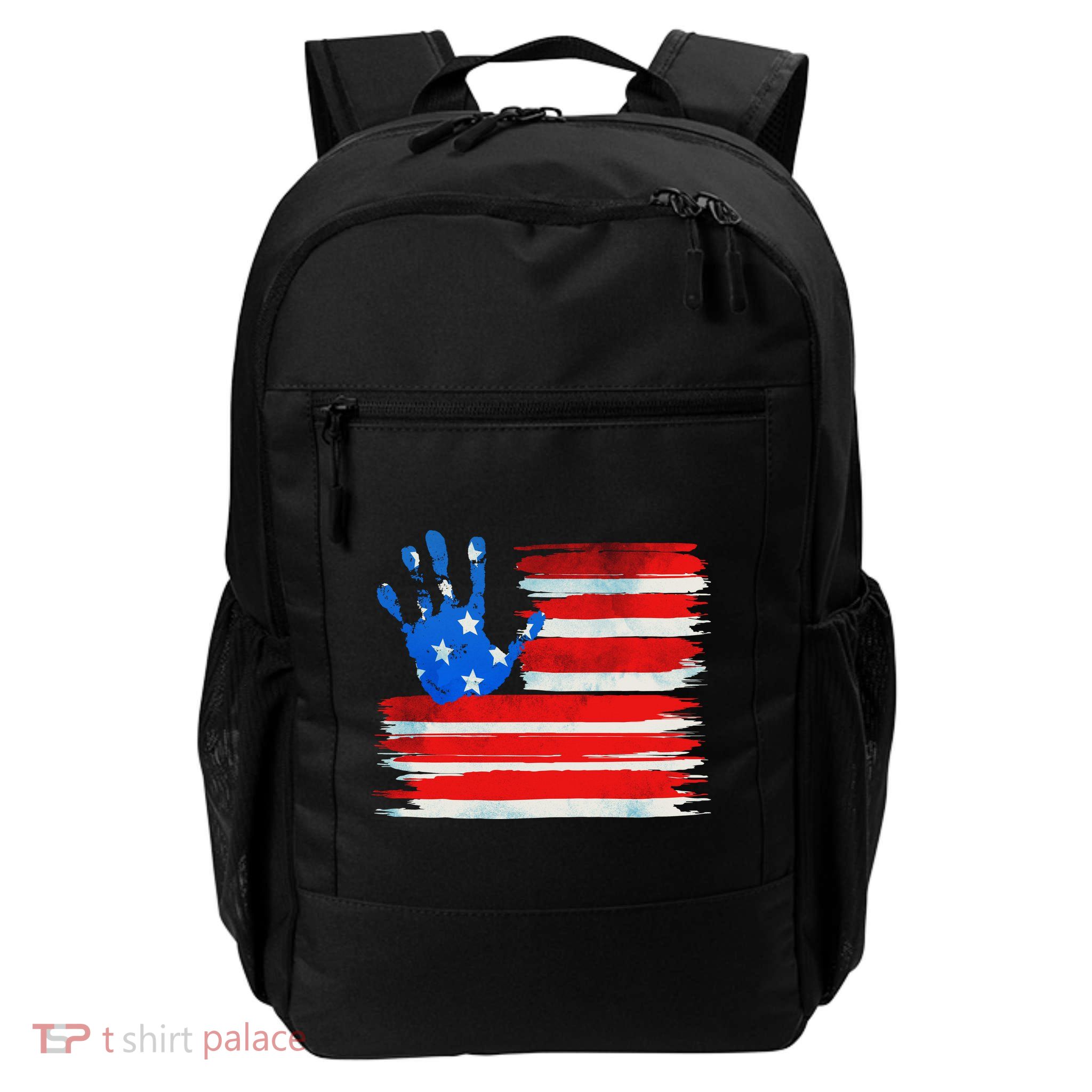 Painted American Flag Hand Print Daily Commute Backpack