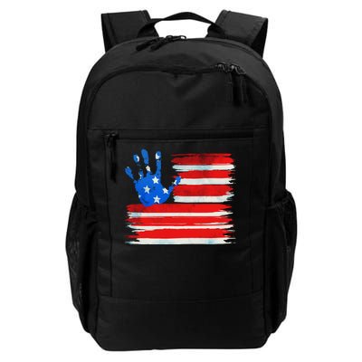 Painted American Flag Hand Print Daily Commute Backpack