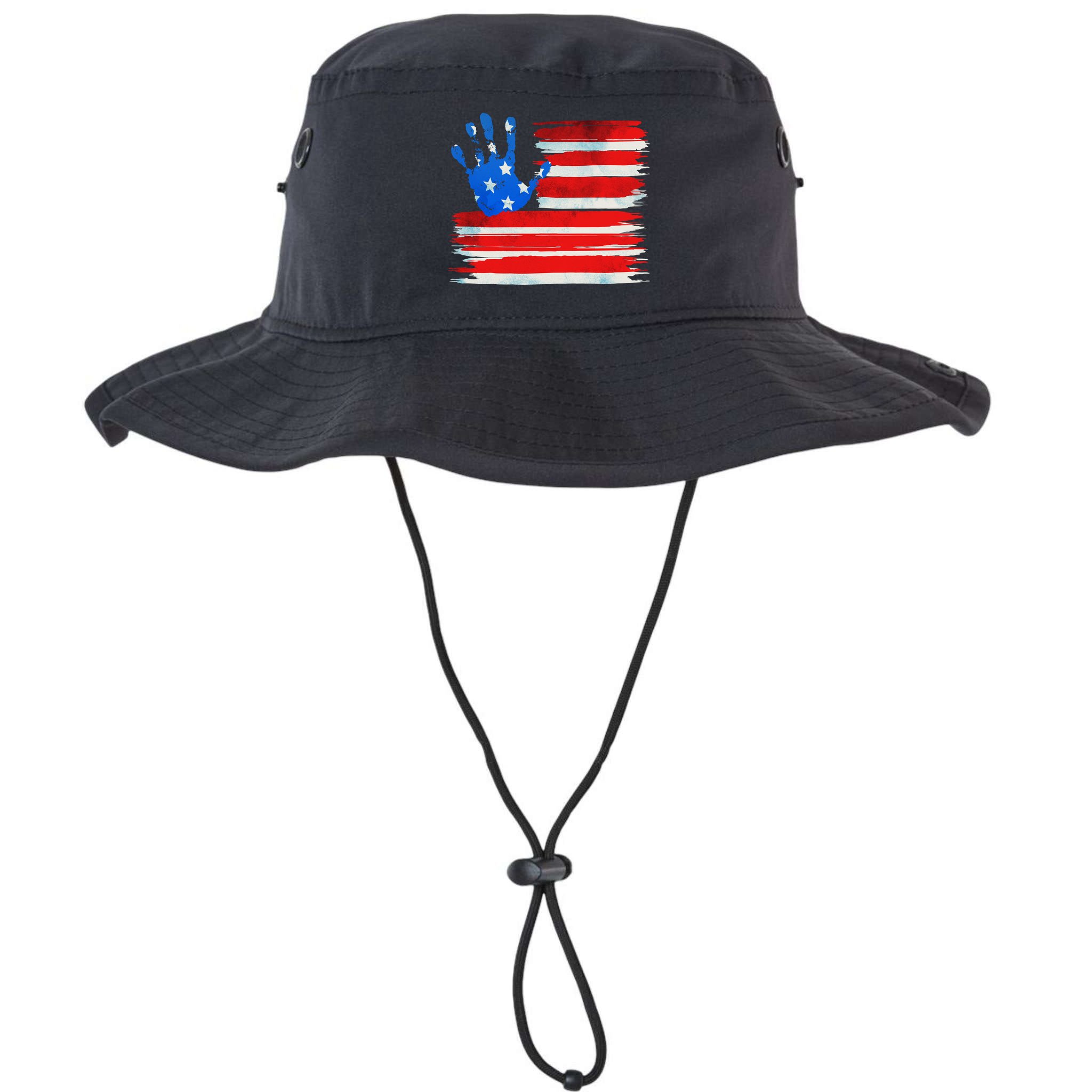 Painted American Flag Hand Print Bucket Hat