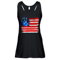 Painted American Flag Hand Print Ladies Essential Flowy Tank