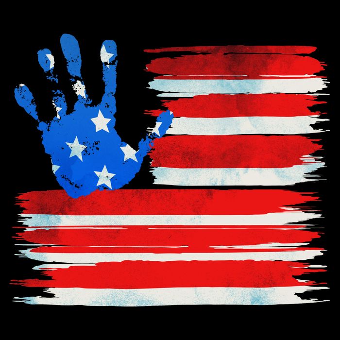 Painted American Flag Hand Print 16 in Basic Backpack