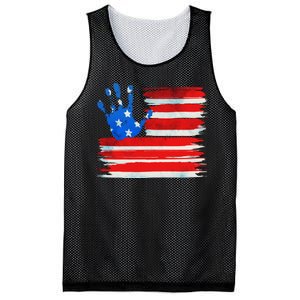 Painted American Flag Hand Print Mesh Reversible Basketball Jersey Tank