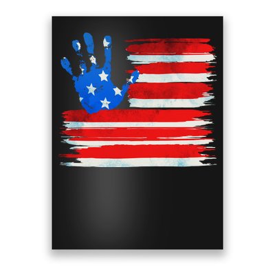 Painted American Flag Hand Print Poster