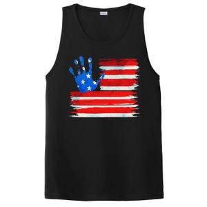 Painted American Flag Hand Print PosiCharge Competitor Tank