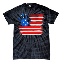 Painted American Flag Hand Print Tie-Dye T-Shirt