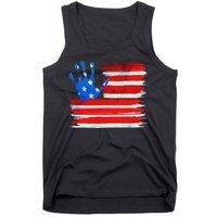 Painted American Flag Hand Print Tank Top