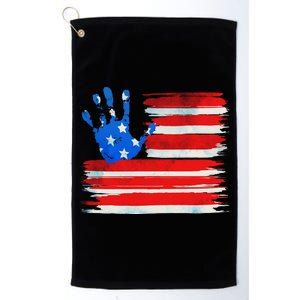 Painted American Flag Hand Print Platinum Collection Golf Towel