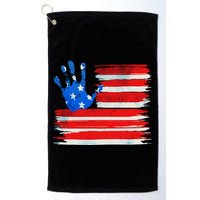Painted American Flag Hand Print Golf Towel