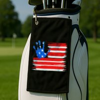 Painted American Flag Hand Print Golf Towel