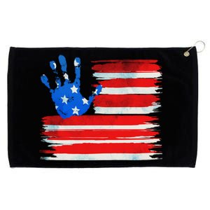 Painted American Flag Hand Print Grommeted Golf Towel