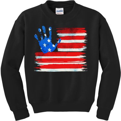 Painted American Flag Hand Print Kids Sweatshirt