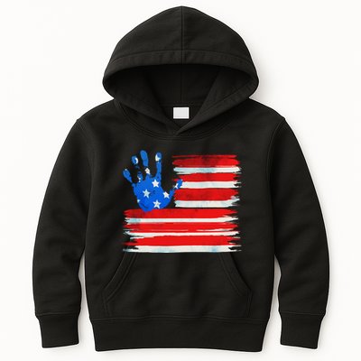Painted American Flag Hand Print Kids Hoodie