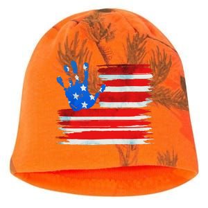 Painted American Flag Hand Print Kati - Camo Knit Beanie