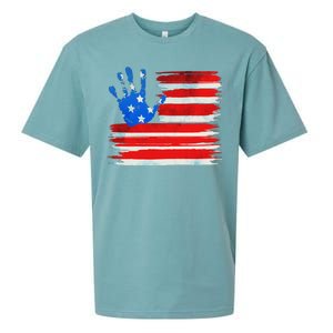 Painted American Flag Hand Print Sueded Cloud Jersey T-Shirt