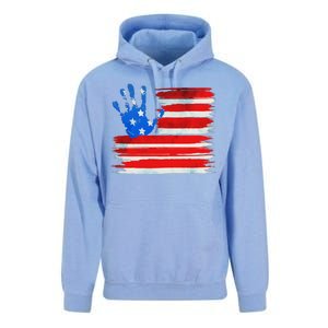 Painted American Flag Hand Print Unisex Surf Hoodie