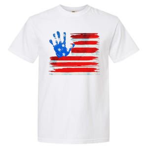 Painted American Flag Hand Print Garment-Dyed Heavyweight T-Shirt