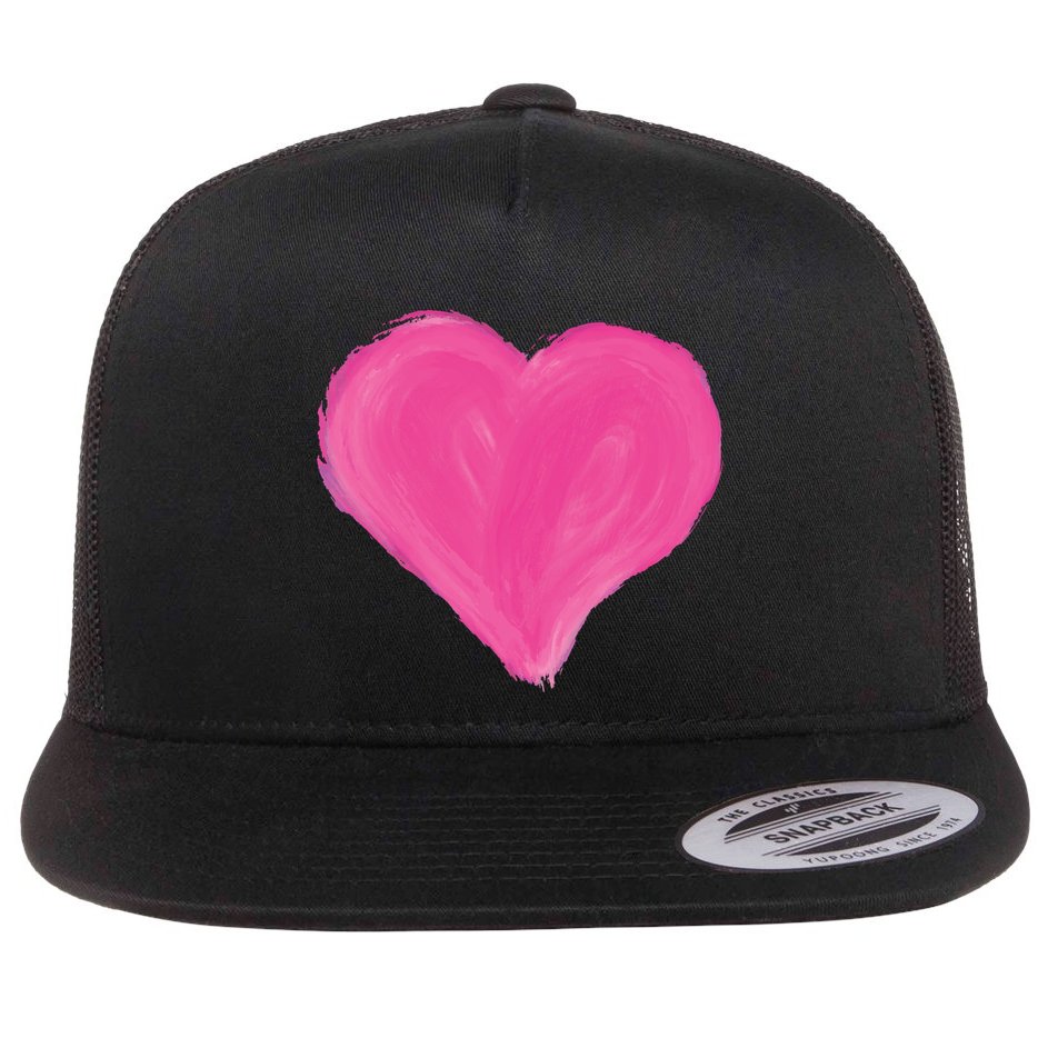 Painted Heart Flat Bill Trucker Hat