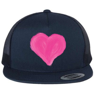 Painted Heart Flat Bill Trucker Hat