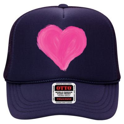 Painted Heart High Crown Mesh Back Trucker Hat