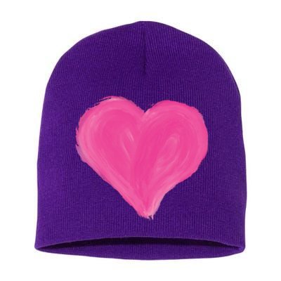 Painted Heart Short Acrylic Beanie