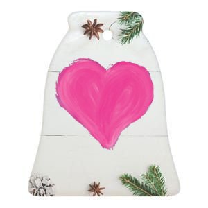 Painted Heart Ceramic Bell Ornament