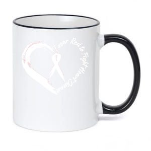 Painted I Wear Red To Fight Heart Disease 11oz Black Color Changing Mug