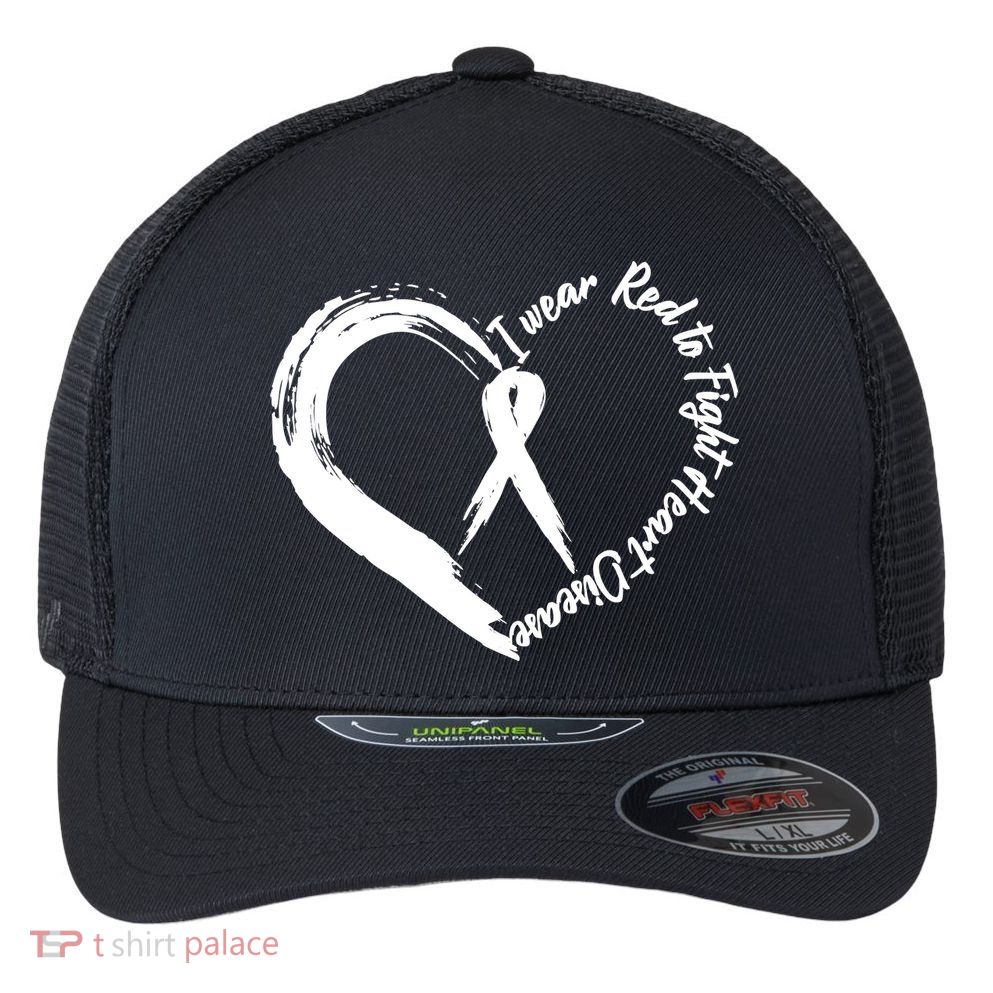 Painted I Wear Red To Fight Heart Disease Flexfit Unipanel Trucker Cap