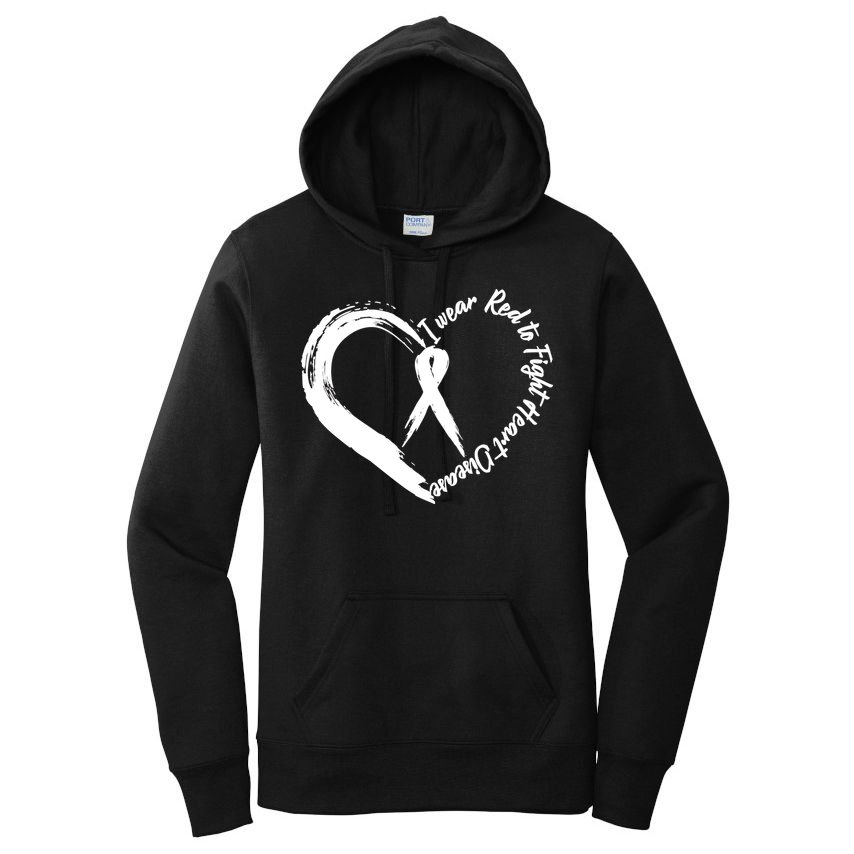 Painted I Wear Red To Fight Heart Disease Women's Pullover Hoodie