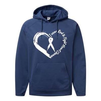 Painted I Wear Red To Fight Heart Disease Performance Fleece Hoodie