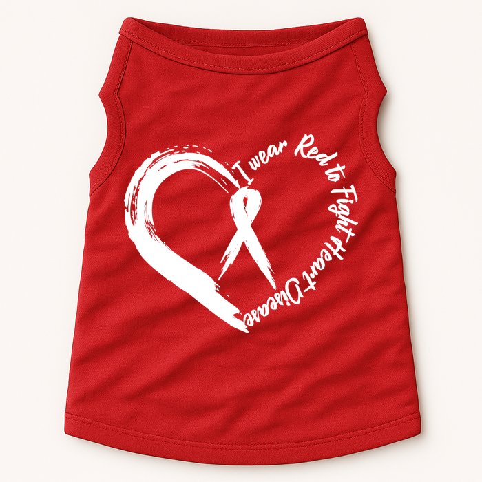 Painted I Wear Red To Fight Heart Disease Doggie Tank