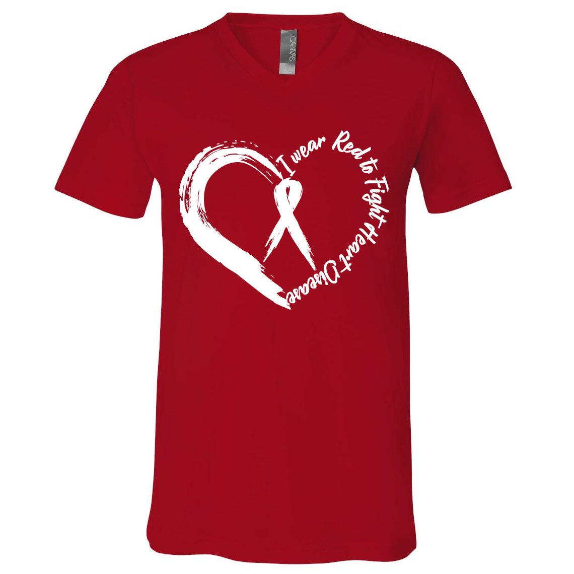 Painted I Wear Red To Fight Heart Disease V-Neck T-Shirt