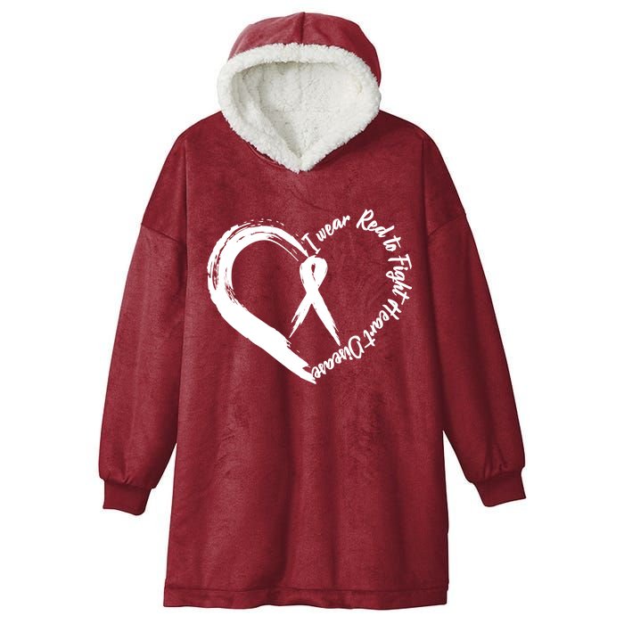 Painted I Wear Red To Fight Heart Disease Hooded Wearable Blanket