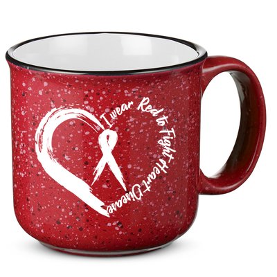 Painted I Wear Red To Fight Heart Disease 15oz Campfire Ceramic Mug