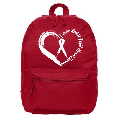 Painted I Wear Red To Fight Heart Disease 16 in Basic Backpack