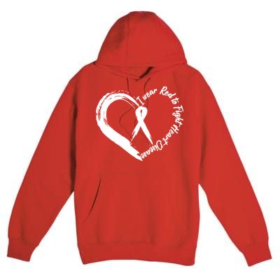Painted I Wear Red To Fight Heart Disease Premium Pullover Hoodie
