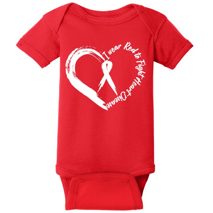 Painted I Wear Red To Fight Heart Disease Baby Bodysuit