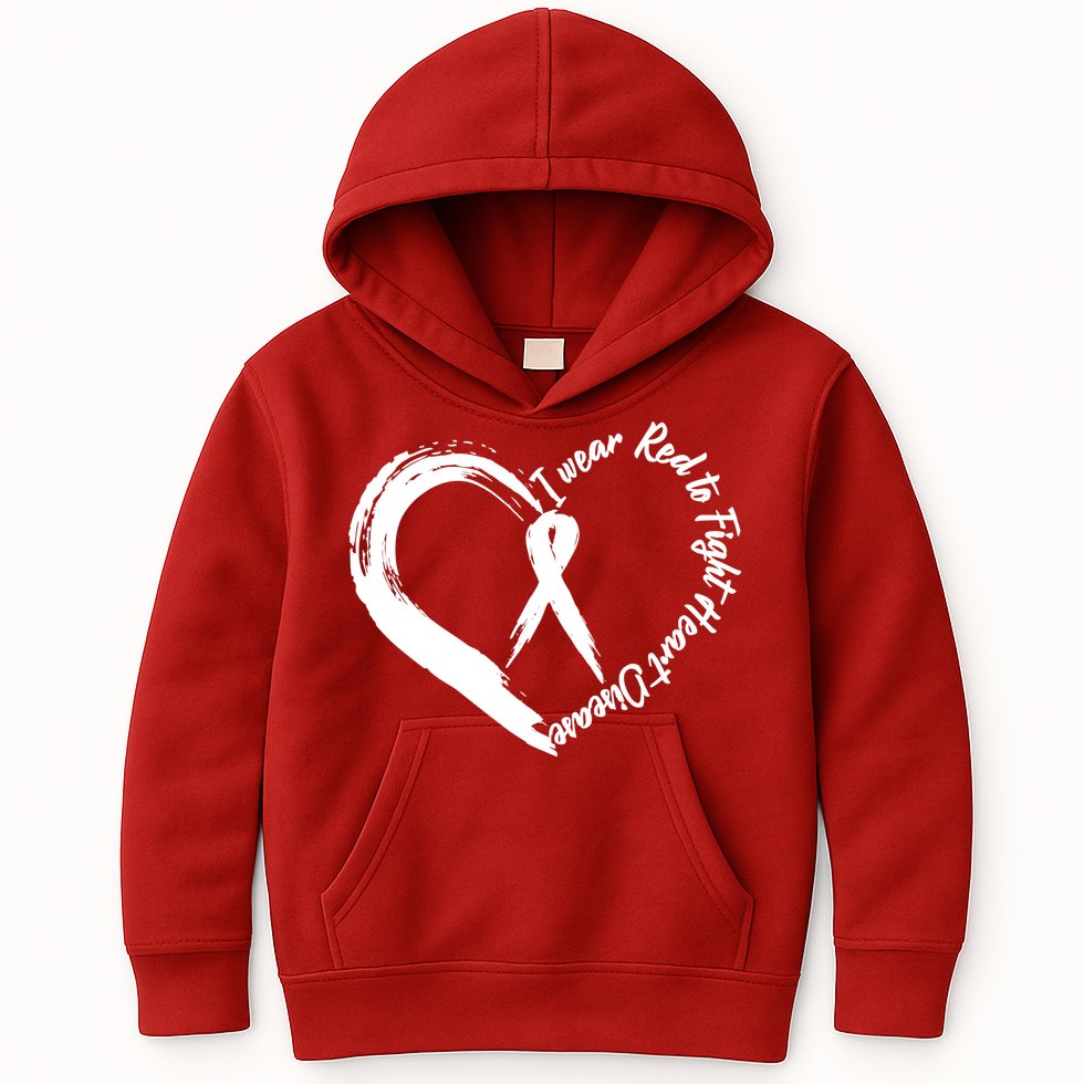 Painted I Wear Red To Fight Heart Disease Kids Hoodie