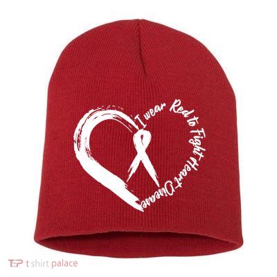 Painted I Wear Red To Fight Heart Disease Short Acrylic Beanie
