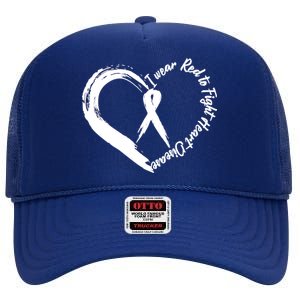 Painted I Wear Red To Fight Heart Disease High Crown Mesh Back Trucker Hat