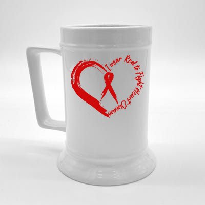 Painted I Wear Red To Fight Heart Disease Beer Stein